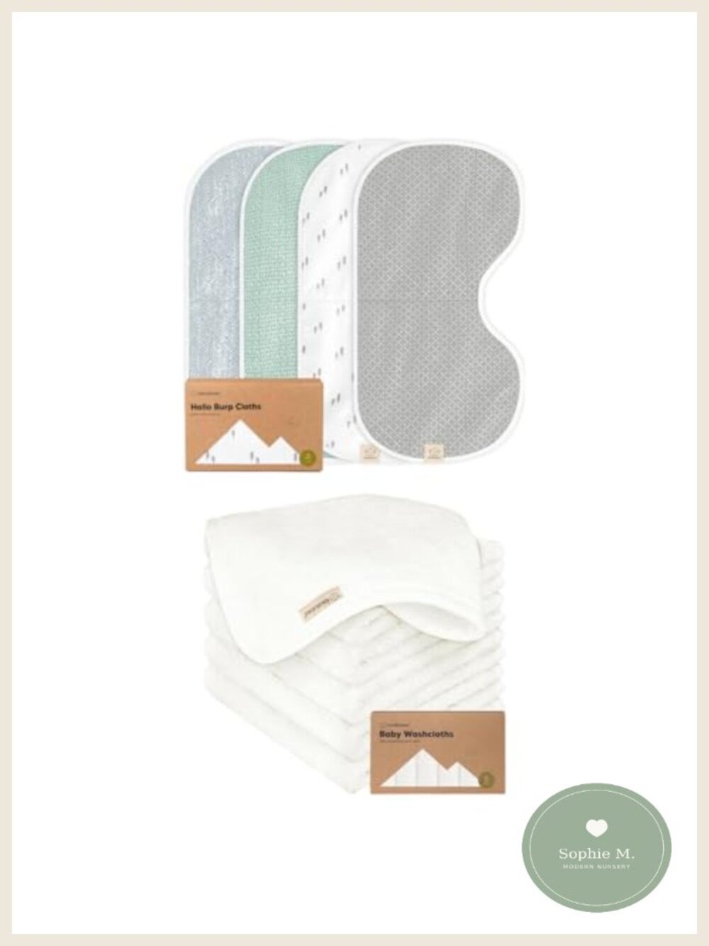 Burp Cloths & Washcloths Set GOTS Certified Cotton Super Absorbent